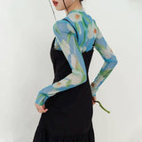 Boogzel Apparel Watercolor Lily Mesh Top, view 5