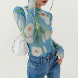 Boogzel Apparel Watercolor Lily Mesh Top, view 6