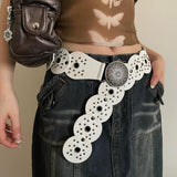 Boogzel Apparel White Studded Boho Belt, view 3