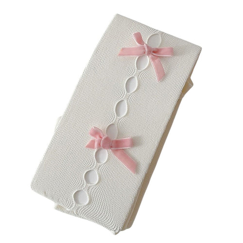 Boogzel Apparel White & Pink Bow Tights