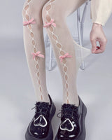 Boogzel Apparel White & Pink Bow Tights, view 3