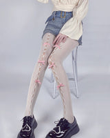 Boogzel Apparel White & Pink Bow Tights, view 4