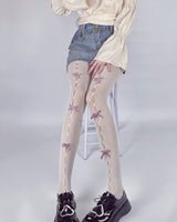 Boogzel Apparel White & Pink Bow Tights, view 6