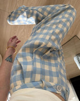 Boogzel Apparel Wide-Leg Blue Gingham Trousers, view 5