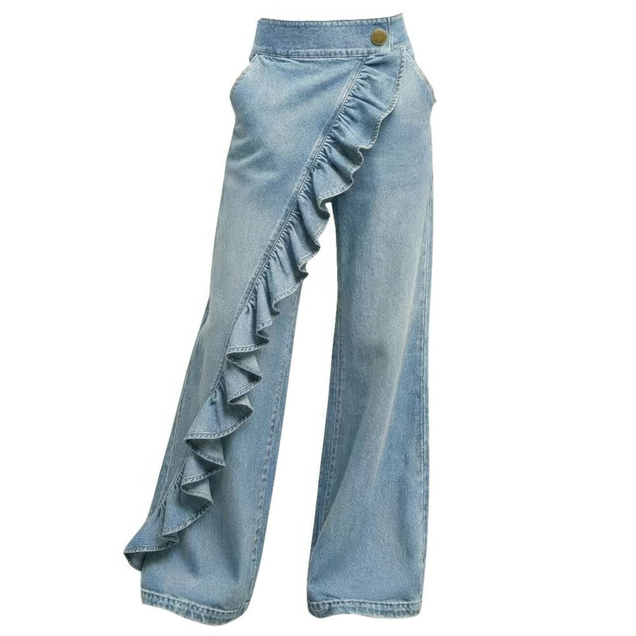 Boogzel Apparel Wide Leg Ruffle Jeans