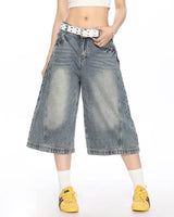 Boogzel Apparel Wide Leg Vintage Wash Culotte Jeans, view 2