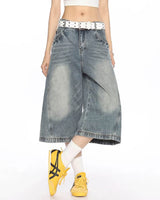 Boogzel Apparel Wide Leg Vintage Wash Culotte Jeans, view 4