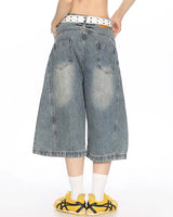 Boogzel Apparel Wide Leg Vintage Wash Culotte Jeans, view 5