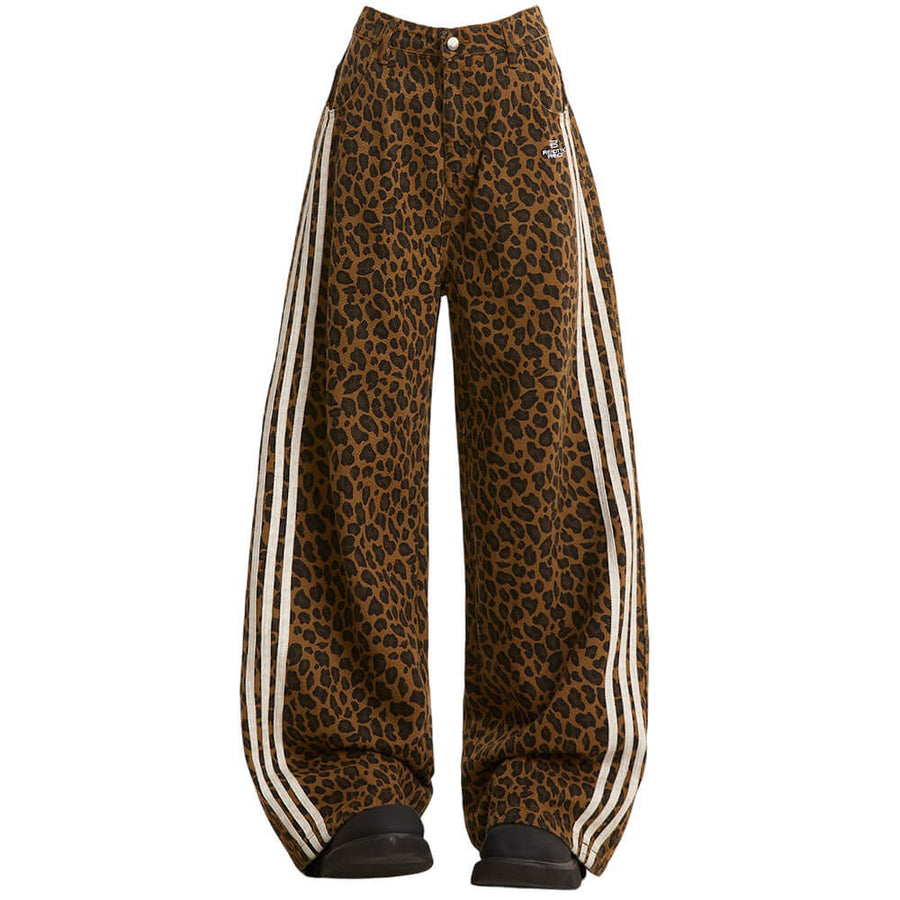Boogzel Apparel Wild Aura Leopard Print Wide-Leg Pants