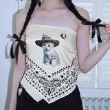 Boogzel Apparel Wild West Kitty Bandana Top, view 3