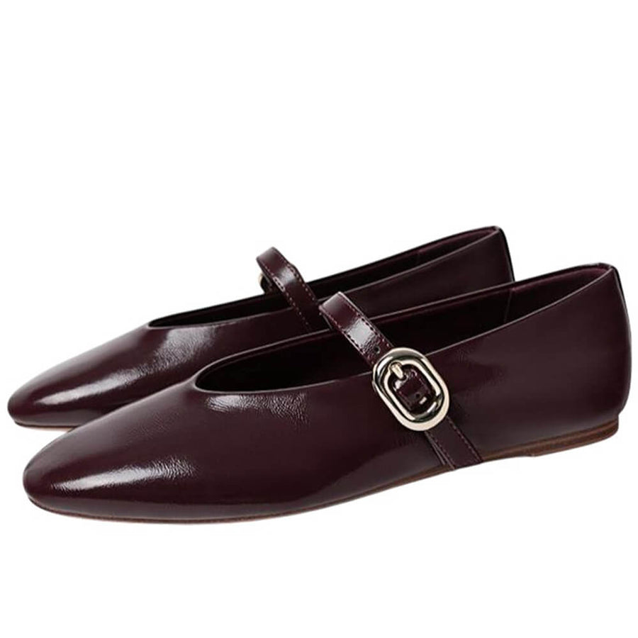 Boogzel Apparel Wine Red Strap Ballet Flats