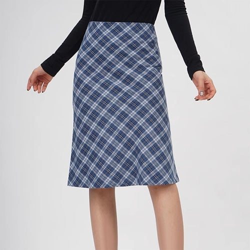 Boogzel Apparel Worry Less Blue Plaid Midi Skirt
