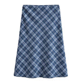 Boogzel Apparel Worry Less Blue Plaid Midi Skirt, view 4