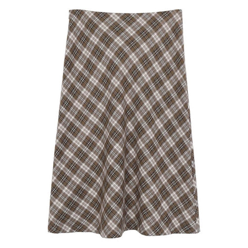 Boogzel Apparel Worry Less Brown Plaid Midi Skirt