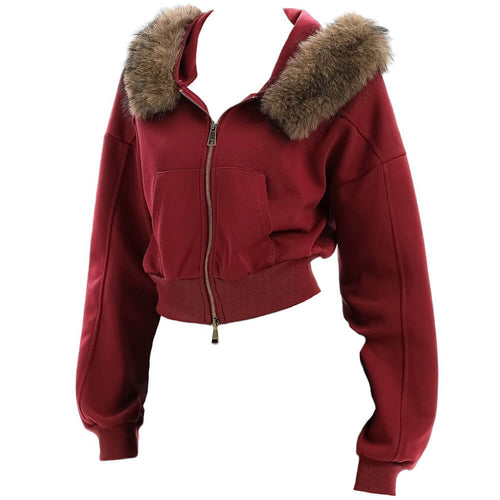Boogzel Apparel Y2K Aesthetic Cropped Fur Hoodie