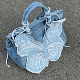 Boogzel Apparel Y2K Aesthetic Denim Butterfly Handbag, view 3