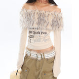 Boogzel Apparel Y2K Aesthetic Fur Top, view 2