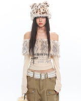 Boogzel Apparel Y2K Aesthetic Fur Top, view 4