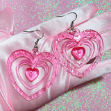 Boogzel Apparel Y2K Aesthetic Heart Earrings, view 2