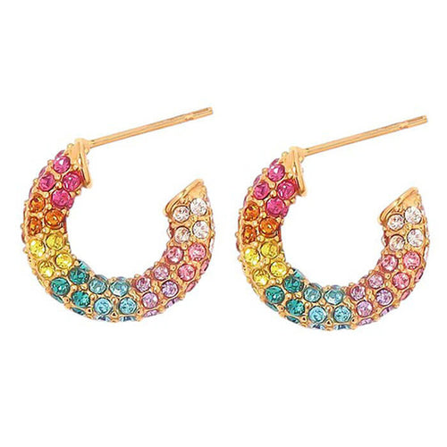 Boogzel Apparel Y2K Aesthetic Rainbow Rhinestone Earrings