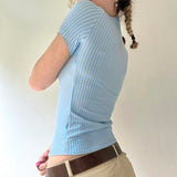 Boogzel Apparel Y2K Blue Stripe Fitted Shirt, view 4