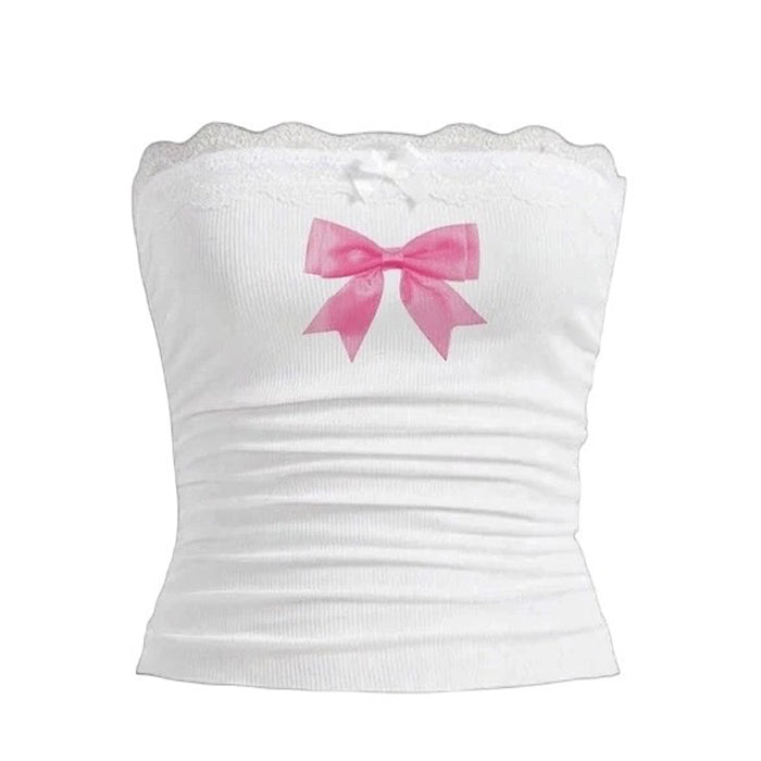 Boogzel Apparel Y2K Bowknot Lace Tube Top