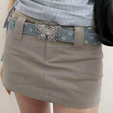 Boogzel Apparel Y2K Butterfly Buckle Denim Belt, view 3