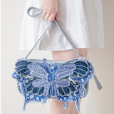 Boogzel Apparel Y2K Aesthetic Butterfly Denim Handbag, view 6