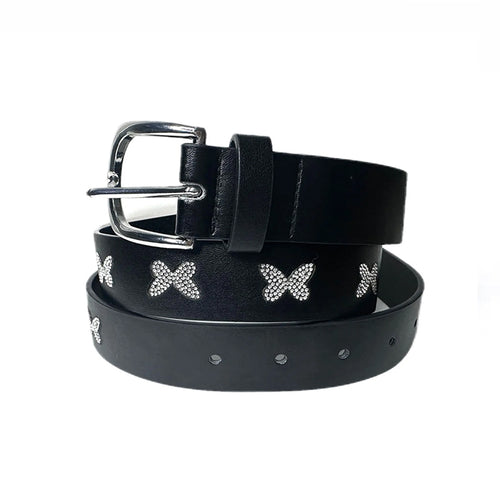 Boogzel Apparel Y2K Butterfly Rhinestone Belt