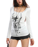 Boogzel Apparel Y2K Chain Print Long Sleeve Top, view 6