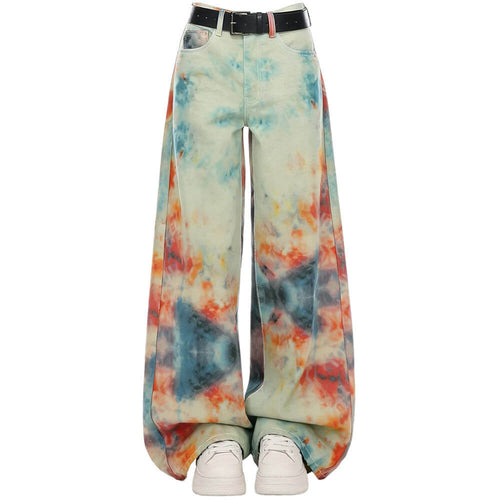 Boogzel Apparel Y2K Chaos Era Tie Dye Wide Leg Jeans