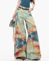 Boogzel Apparel Y2K Chaos Era Tie Dye Wide Leg Jeans, view 2