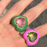 Boogzel Apparel Y2K Chunky Heart Ring, view 2