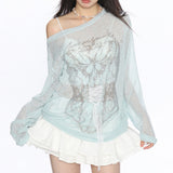Boogzel Apparel Y2K Corset Print One-Shoulder Top, view 2