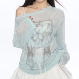 Boogzel Apparel Y2K Corset Print One-Shoulder Top, view 4