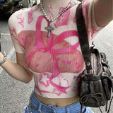 Boogzel Apparel Y2K Cutecore Croissant Bow Top, view 4