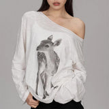 Boogzel Apparel Y2K Deer Print One-Shoulder Top, view 5