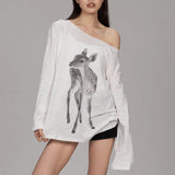 Boogzel Apparel Y2K Deer Print One-Shoulder Top, view 6