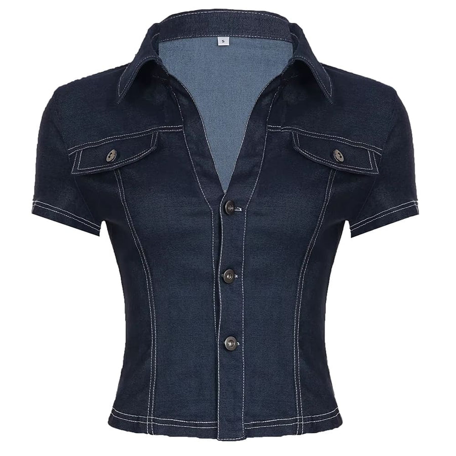 Boogzel Apparel Y2K Denim Cropped Shirt