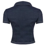 Boogzel Apparel Y2K Denim Cropped Shirt, view 2