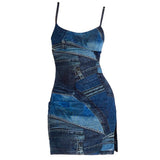 Boogzel Apparel Y2K Denim Print Mini Dress, view 4