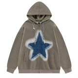 Boogzel Apparel Y2K Denim Star Zip Up Hoodie, view 3