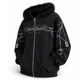 Boogzel Apparel Y2K Detachable Fur Zip-Up Hoodie, view 2