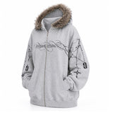 Boogzel Apparel Y2K Detachable Fur Zip-Up Hoodie, view 3