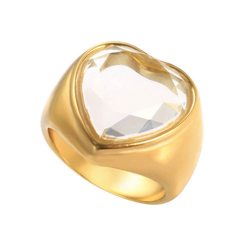 Boogzel Apparel Y2K Diamond Heart Chunky Ring