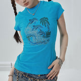 Boogzel Apparel Y2K Dolphin Rhinestone Baby Tee, view 2