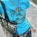 Boogzel Apparel Y2K Dolphin Rhinestone Baby Tee, view 4