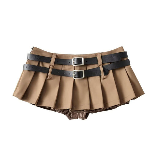 Boogzel Apparel Y2K Double-Belt Extreme Micro Skirt