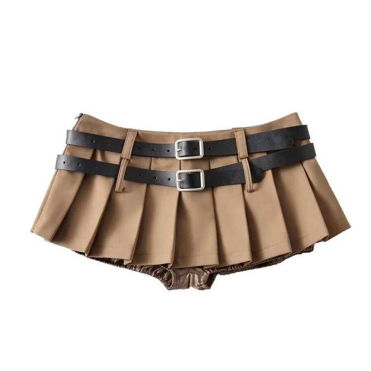 Boogzel Apparel Y2K Double-Belt Extreme Micro Skirt
