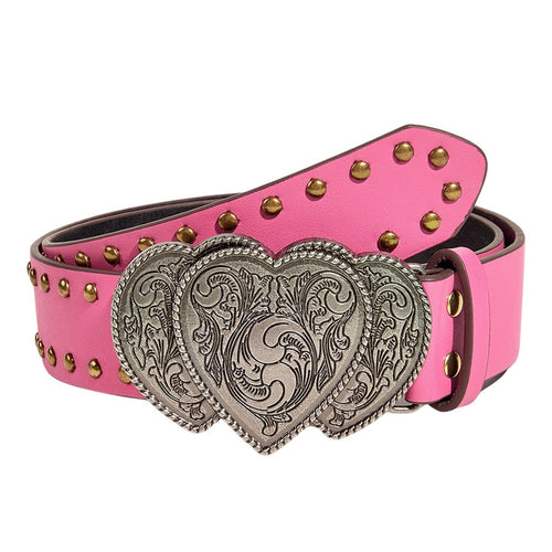 Boogzel Apparel Y2K Pink Double Heart Belt